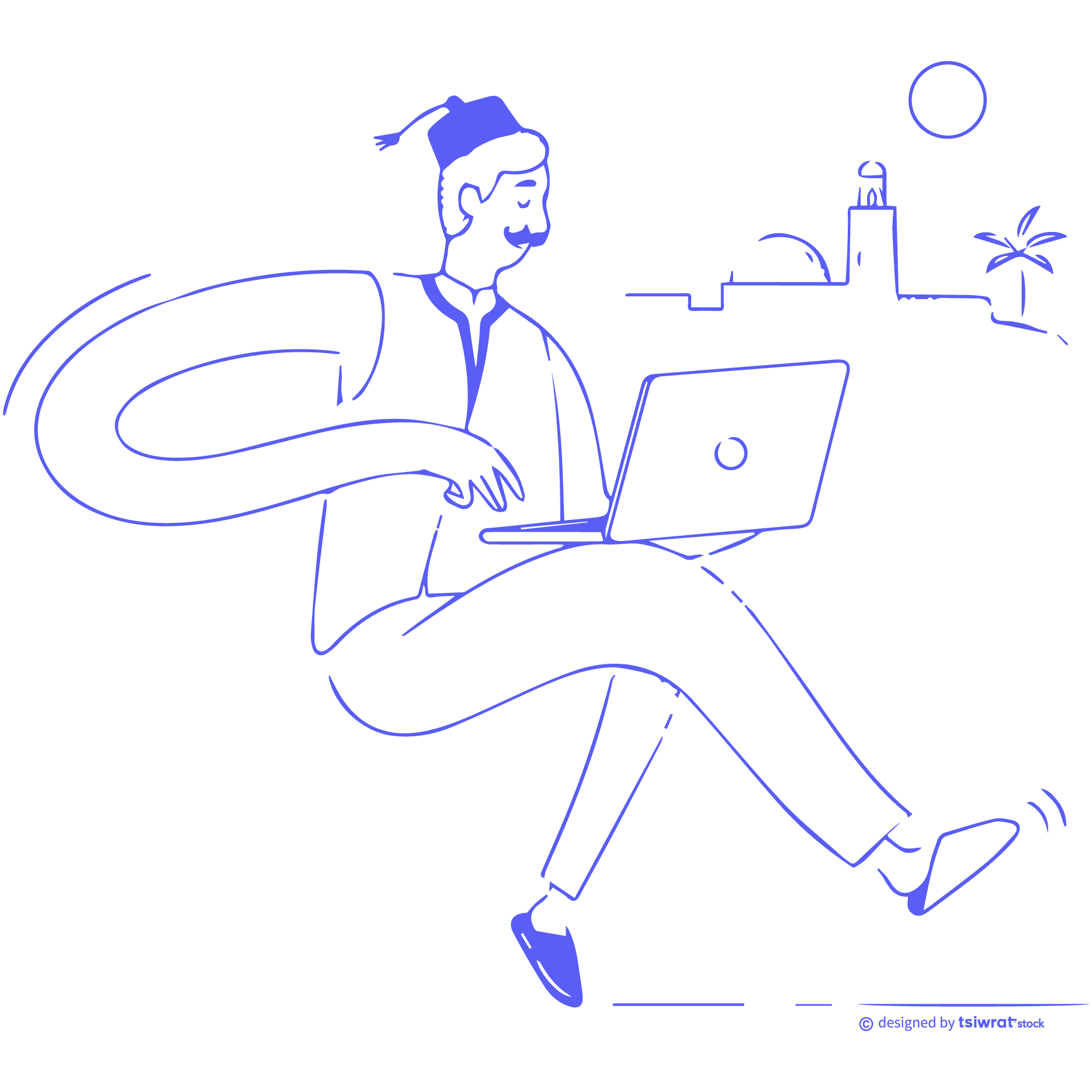 Illustration : créateur tunisien travaillant sur son ordinateur
